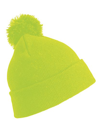 Junior Pom Pom Beanie - Result Winter Essentials Fluorescent Yellow