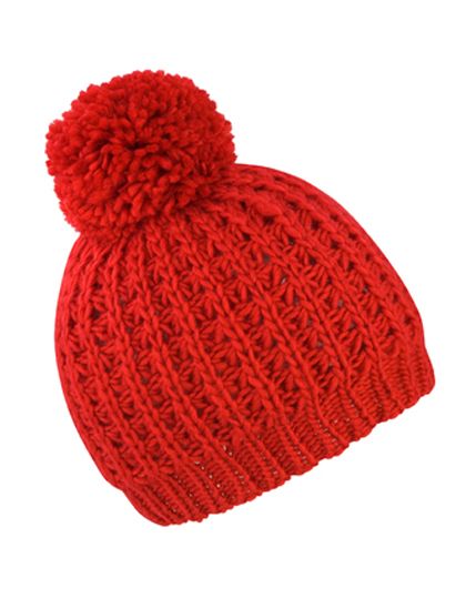 Knitted Flute Pom Pom Hat - Winteraccessoires & Mützen - Mützen - Result Winter Essentials Red
