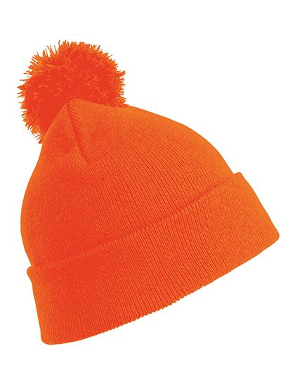 Pom Pom Beanie - Result Winter Essentials Fluorescent Orange