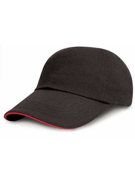 Junior Heavy Brushed Cotton Cap - Kinderbekleidung - Kinder Caps & Mützen - Result Headwear Black - Red